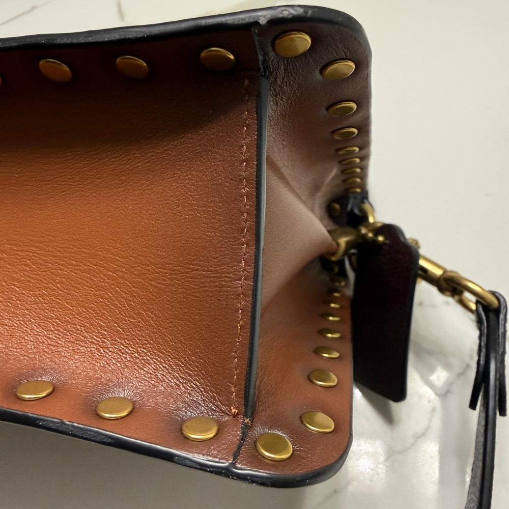 Coach Black and Brown Crossbody Bag with top handle with Gold Accents - Picture 5 of 16